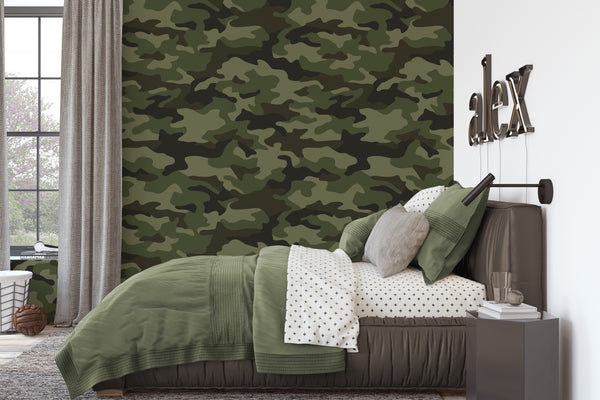 CAMOUFLAGE WALLPAPER GREEN 10M KIDS BEDROOM CAMO 260914