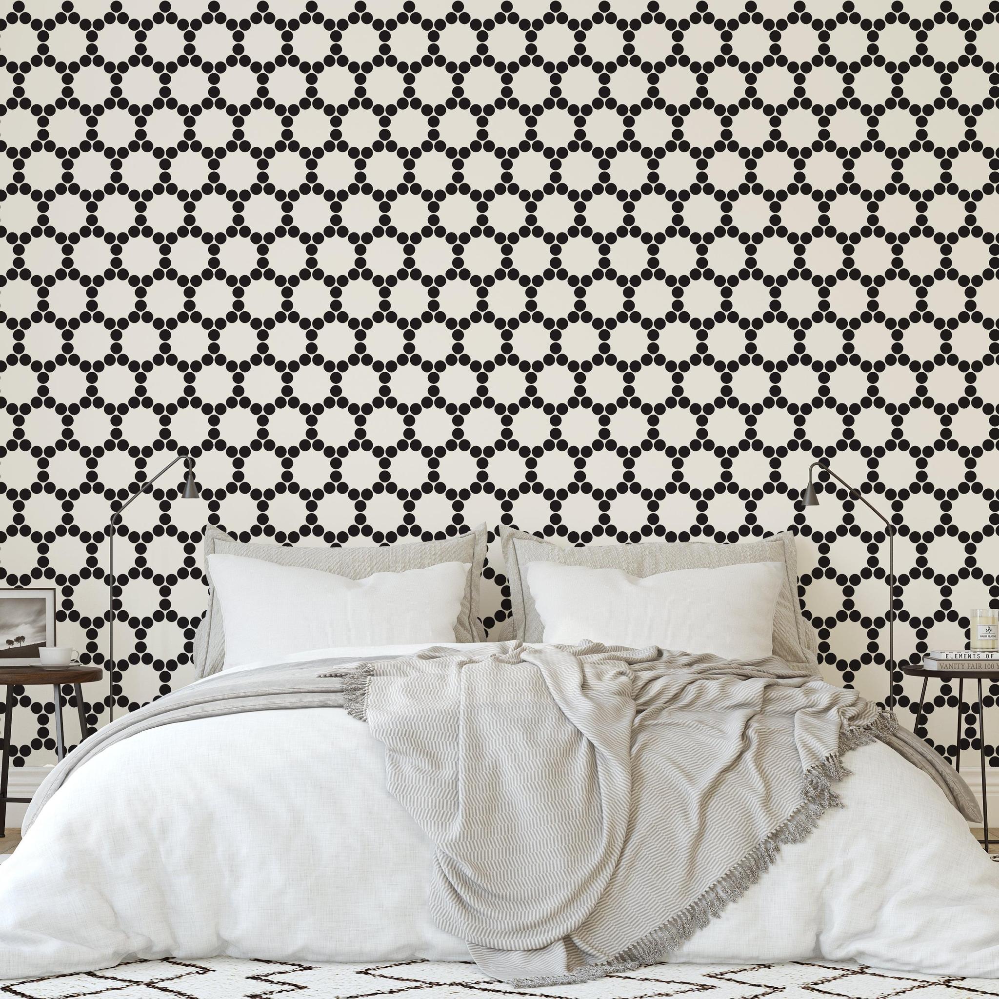 Bejewel Wallpaper by Wall Blush SG02 in elegant bedroom, modern patterned wall decor focus.