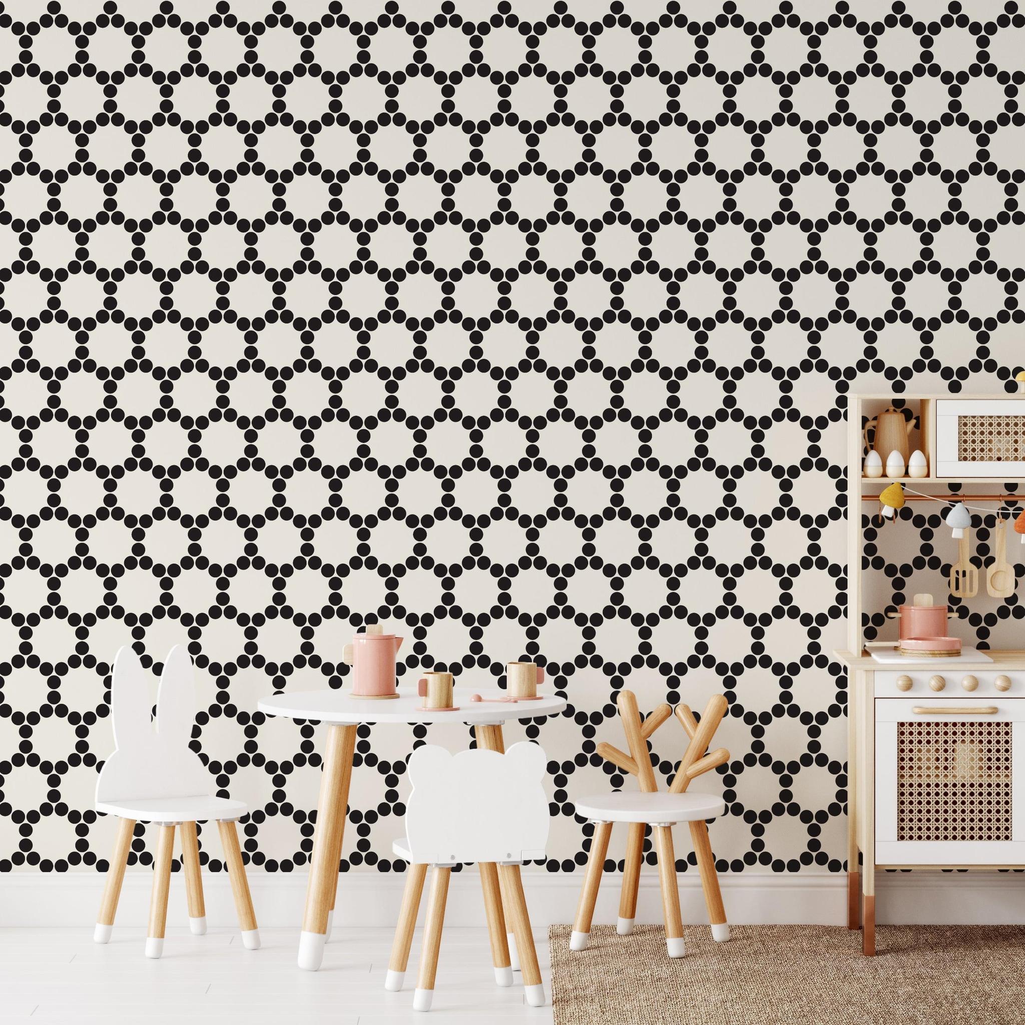 Bejewel Wallpaper by Wall Blush SG02 in a stylish children's room focused on the patterned interior wall.