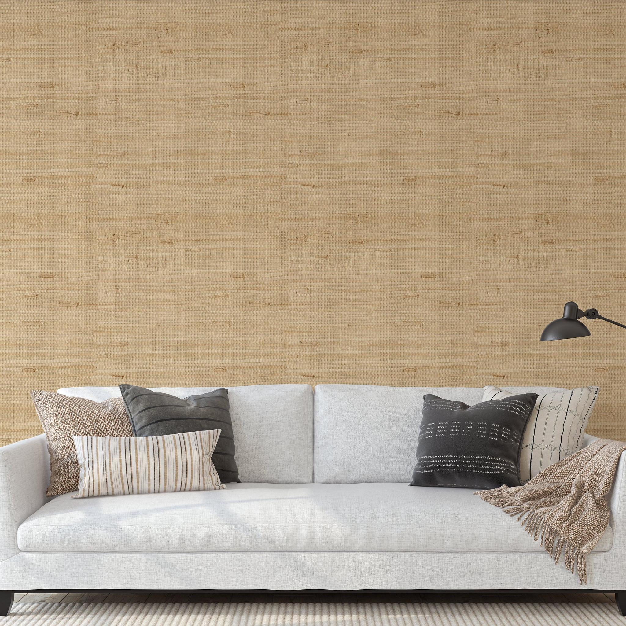 Ida Wallpaper by Wall Blush SG02 in a modern living room highlighting textured beige design.