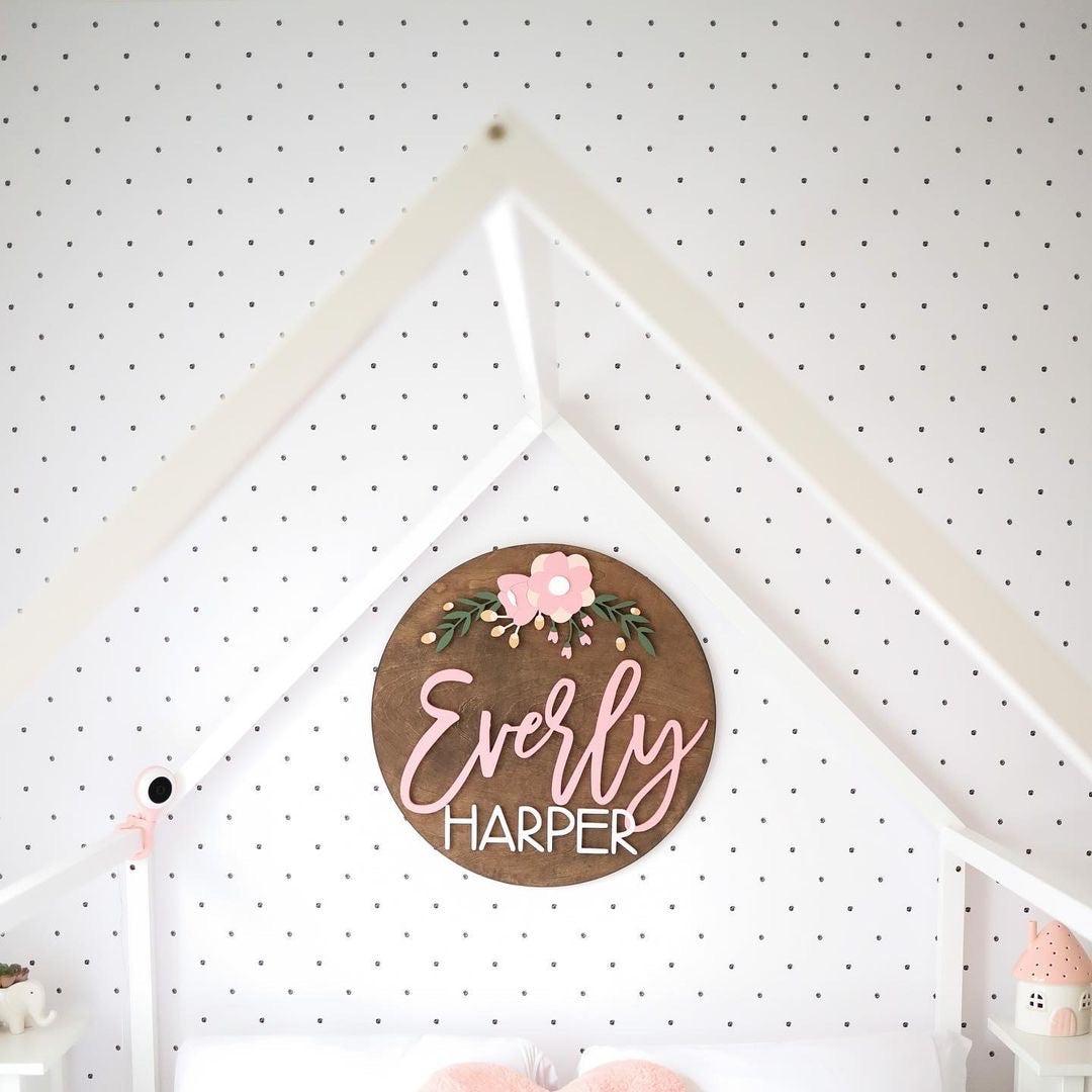 Wall Blush's Doodle Dot Wallpaper featured in a cozy white children's bedroom, creating a stylish focal point.