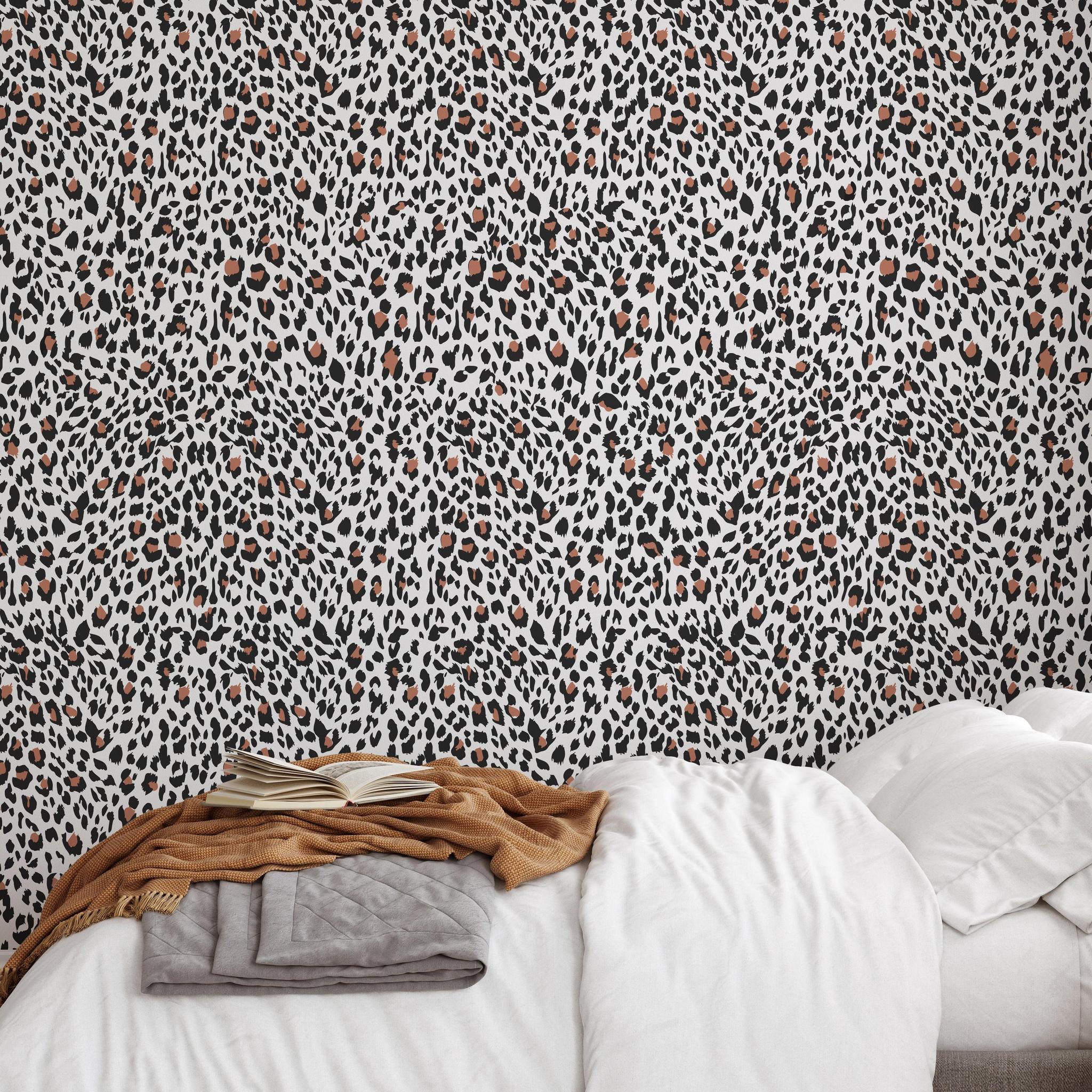 Nala Wallpaper by The Chelsea DeBoer Line featured in a stylish, cozy bedroom setting, highlighting the unique pattern.