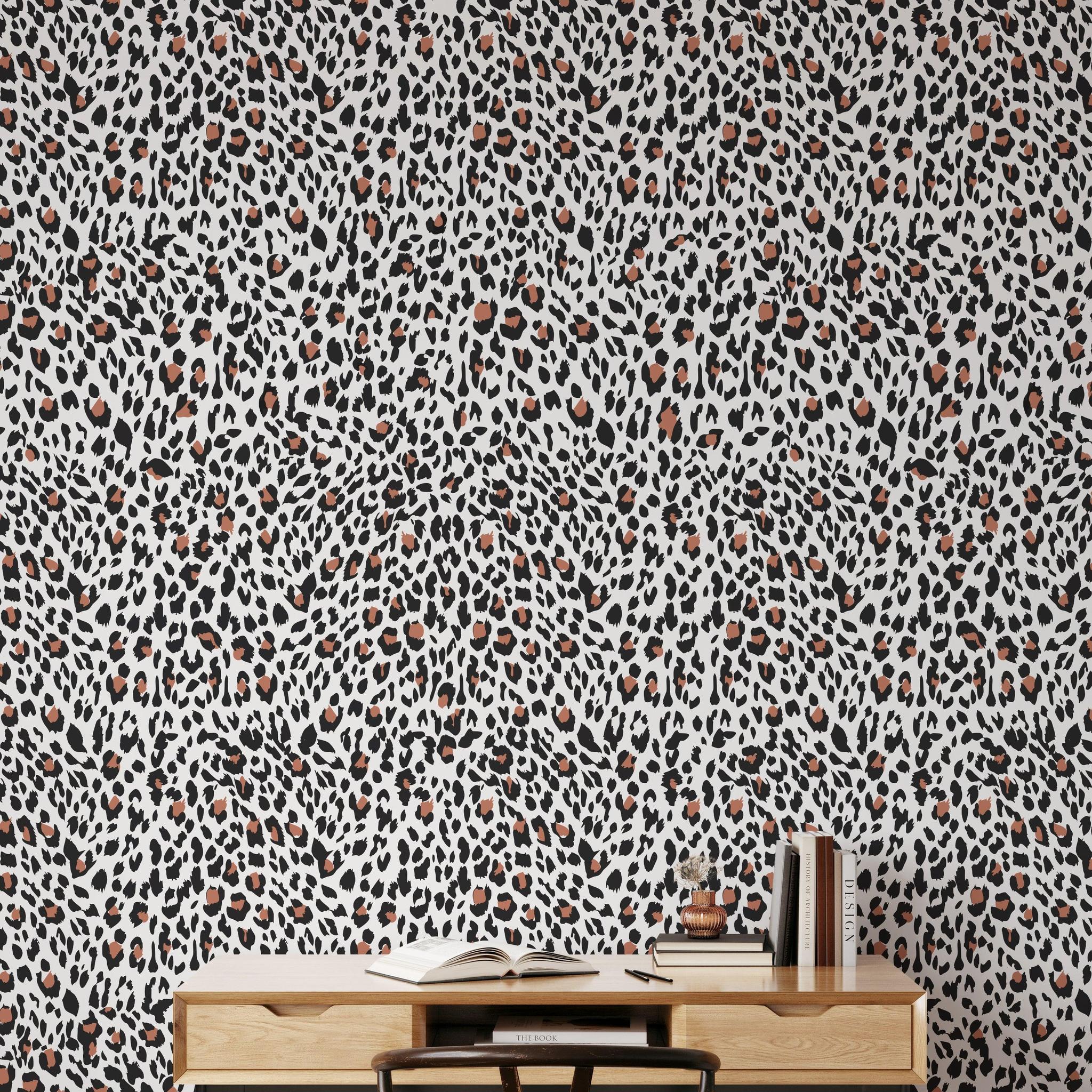 Nala Wallpaper by The Chelsea DeBoer Line featured in stylish home office setting, highlighting modern decor.