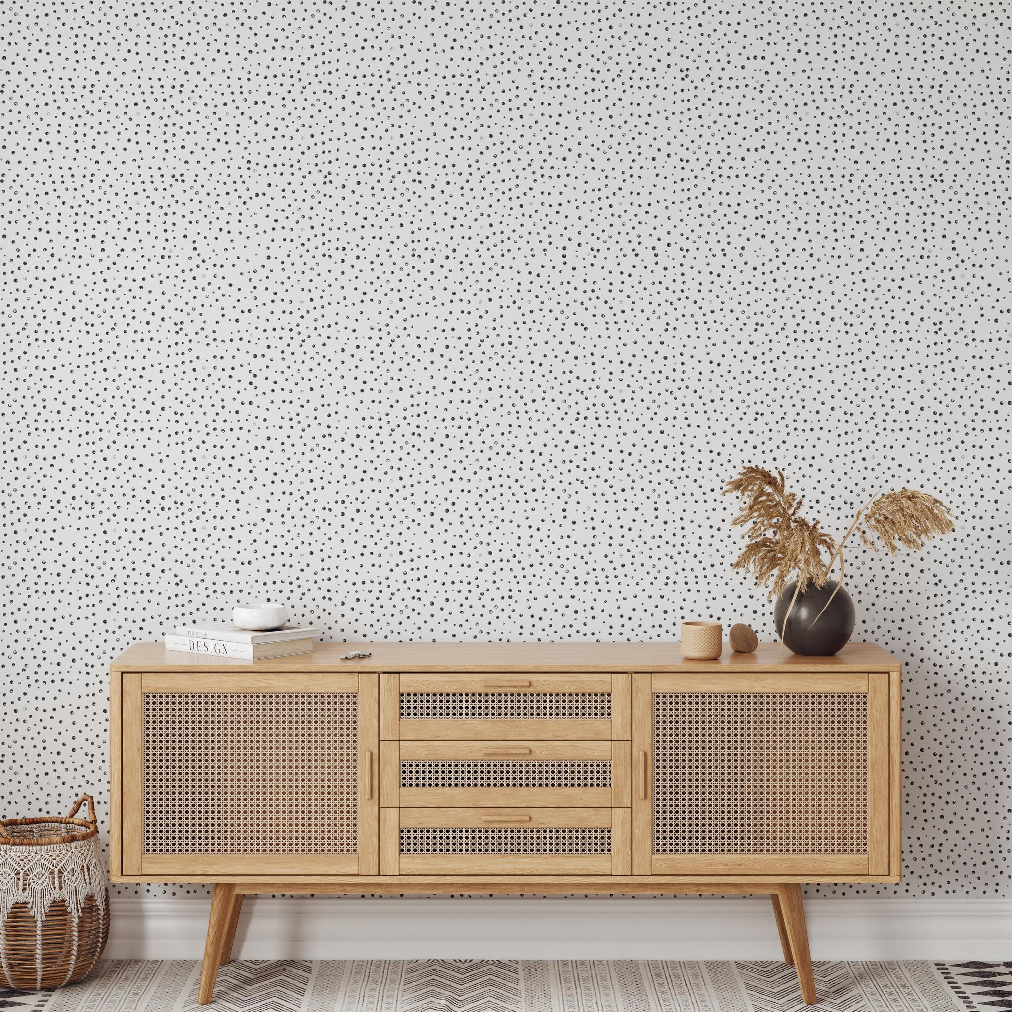 "Stylish Wall Blush period. Wallpaper in a modern living room focused on wall decor and design aesthetics."