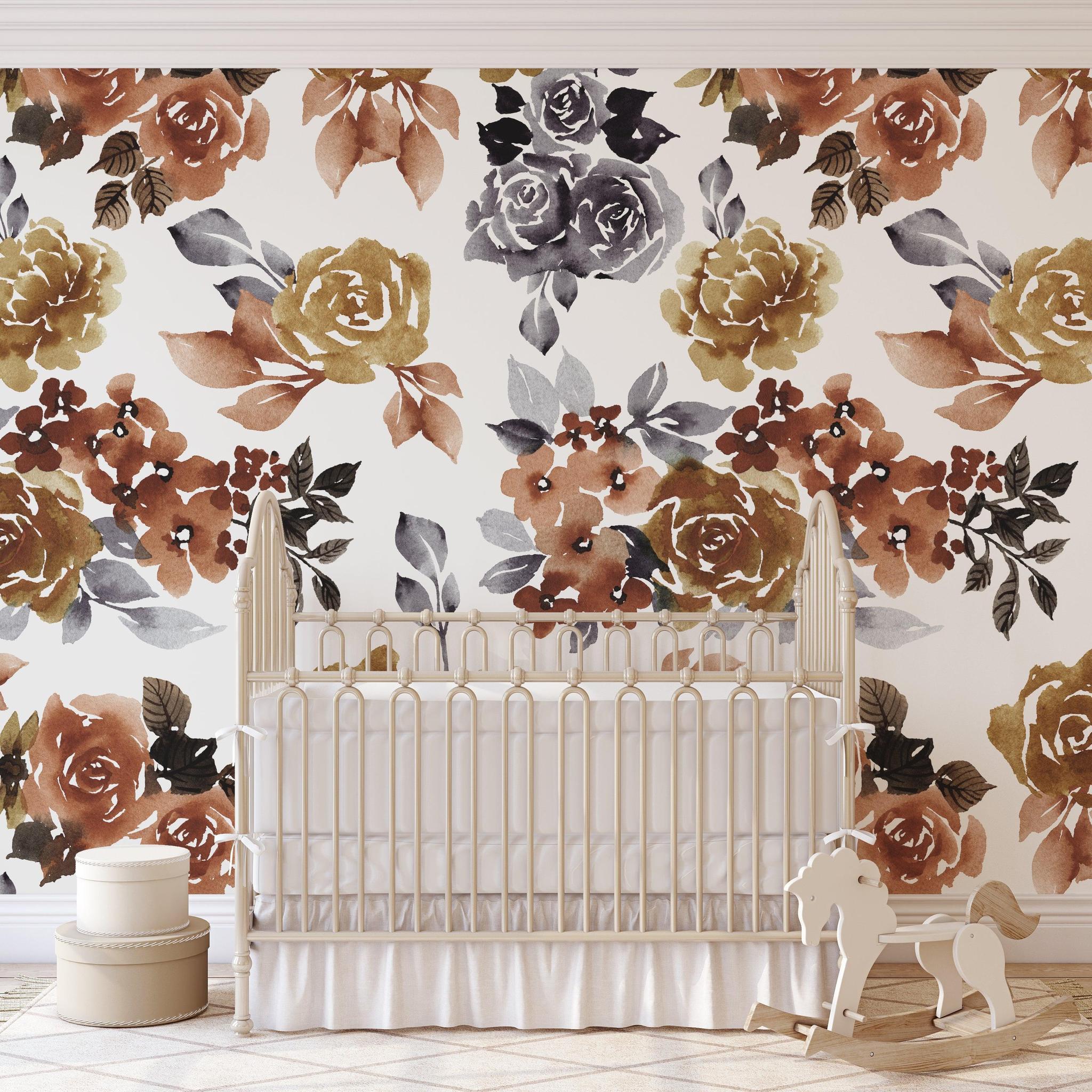 The Ania Zwara Line's Portland (Muted White) Wallpaper in an Elegant Nursery Room.