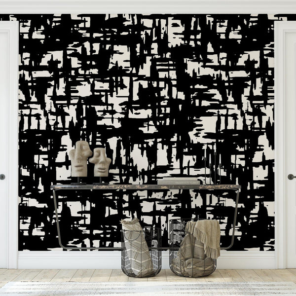Juliet ( Dark ) - Black and White Watercolor Floral Peel and Stick  Wallpaper– WALL BLUSH