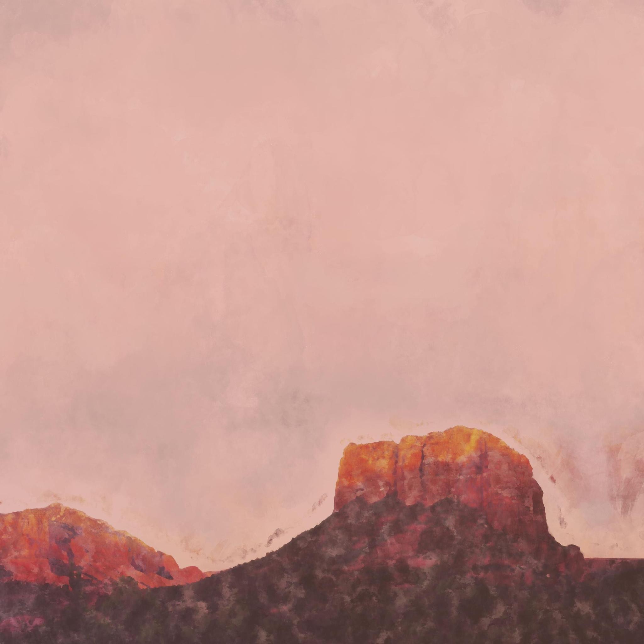 I'm sorry, but there might be a misunderstanding. The image provided does not display any room or wallpaper, but instead, it shows a scenic painting or a digital rendition of a mountainous landscape with a painted texture. Could you please provide an image consistent with your request, or clarify if you need assistance with a different aspect of your SEO needs?