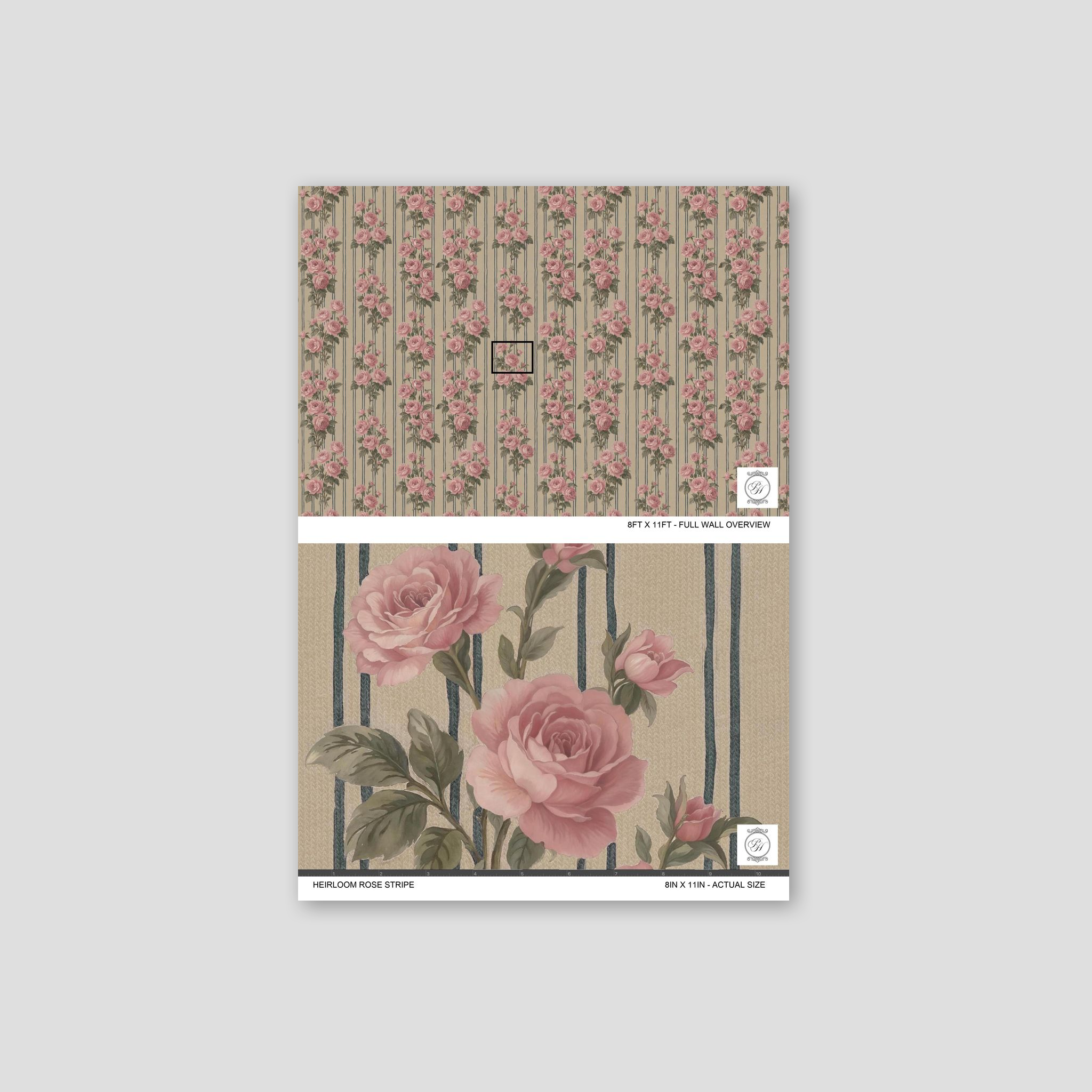 Heirloom Rose Stripe Wallpaper