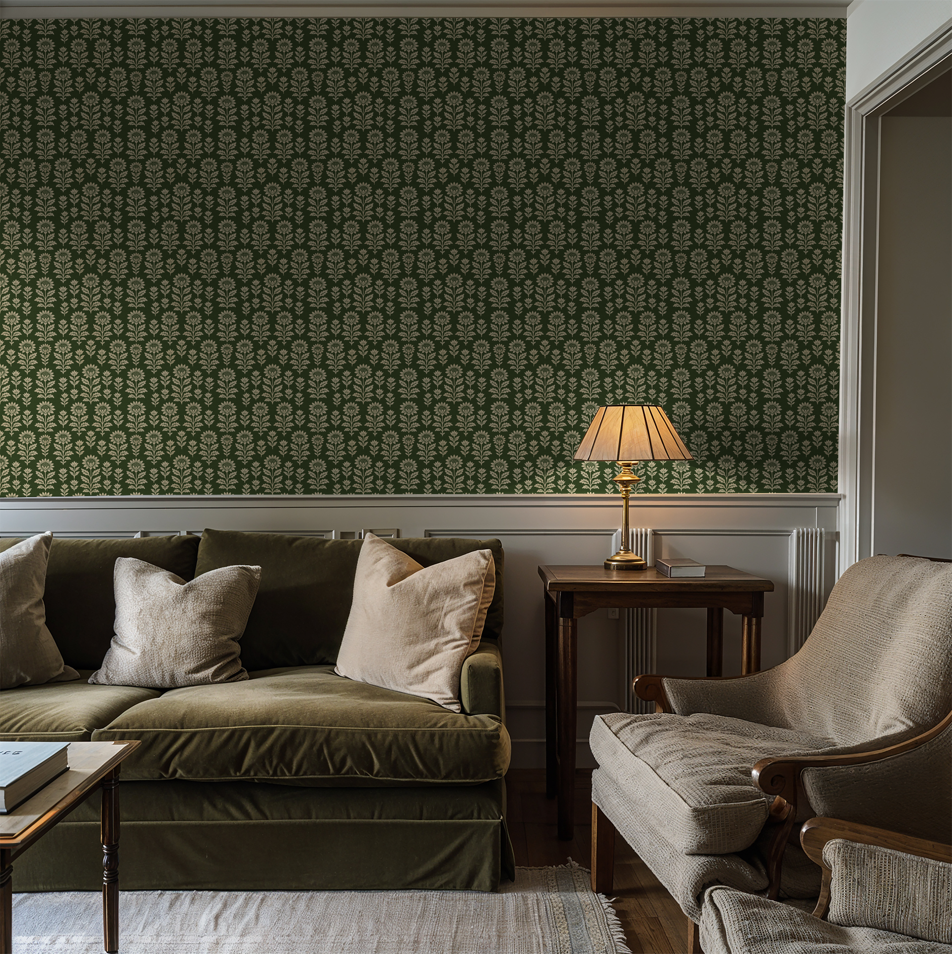 Bloom Floral (Green) Wallpaper