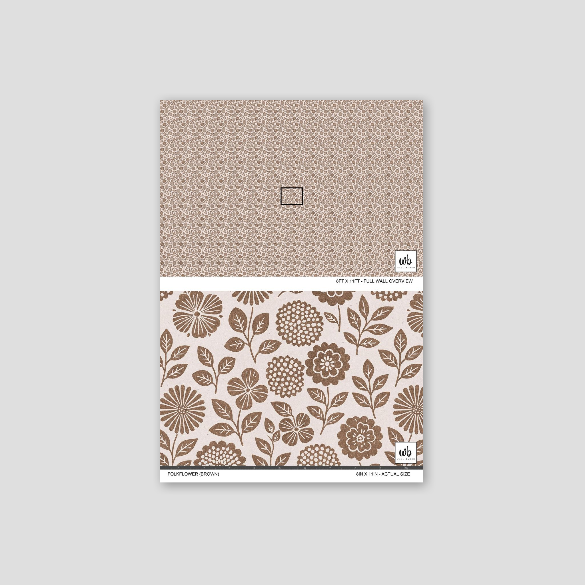 Folkflower (Brown) Wallpaper