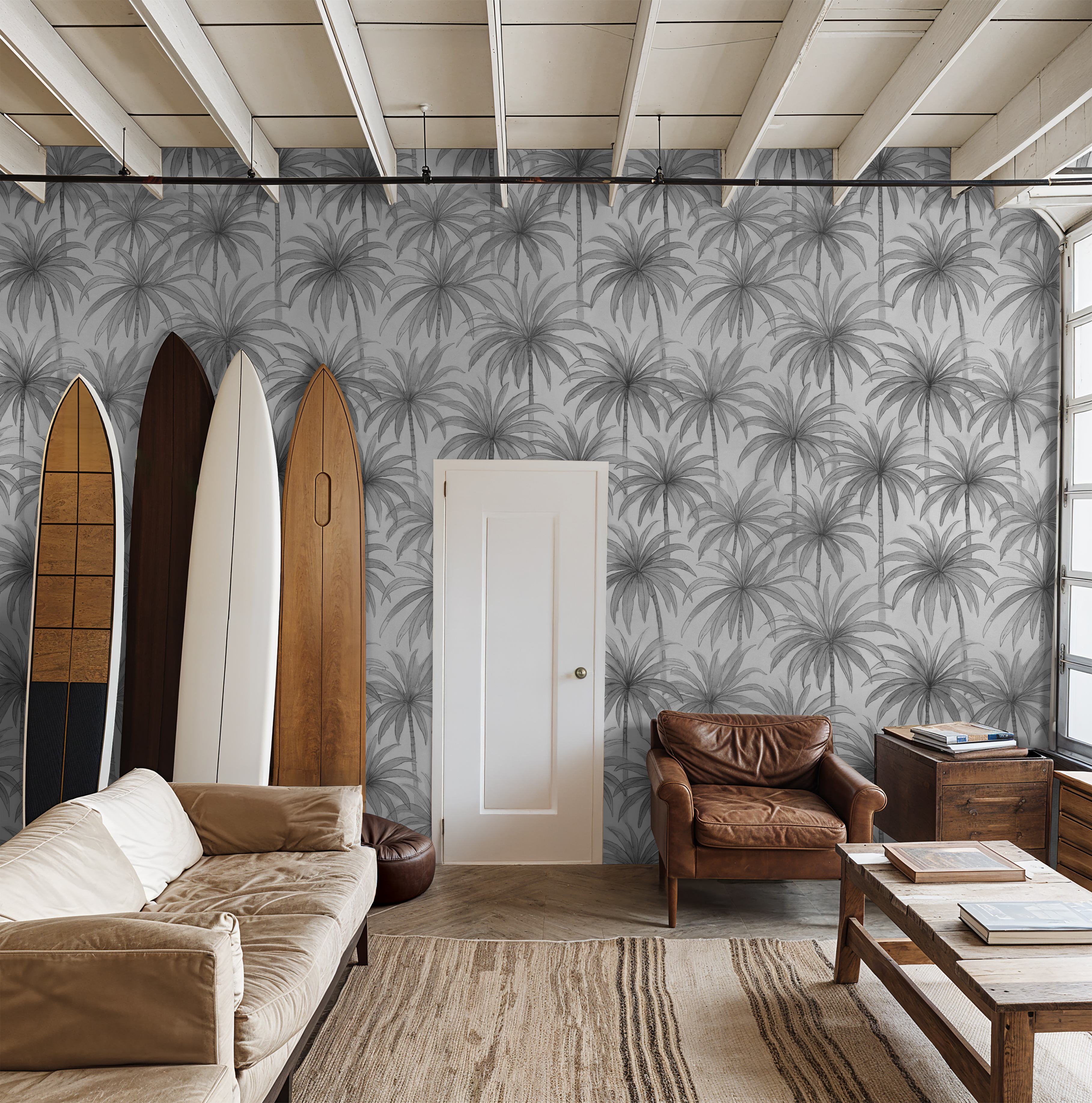 Palm Reverie (Black) Wallpaper