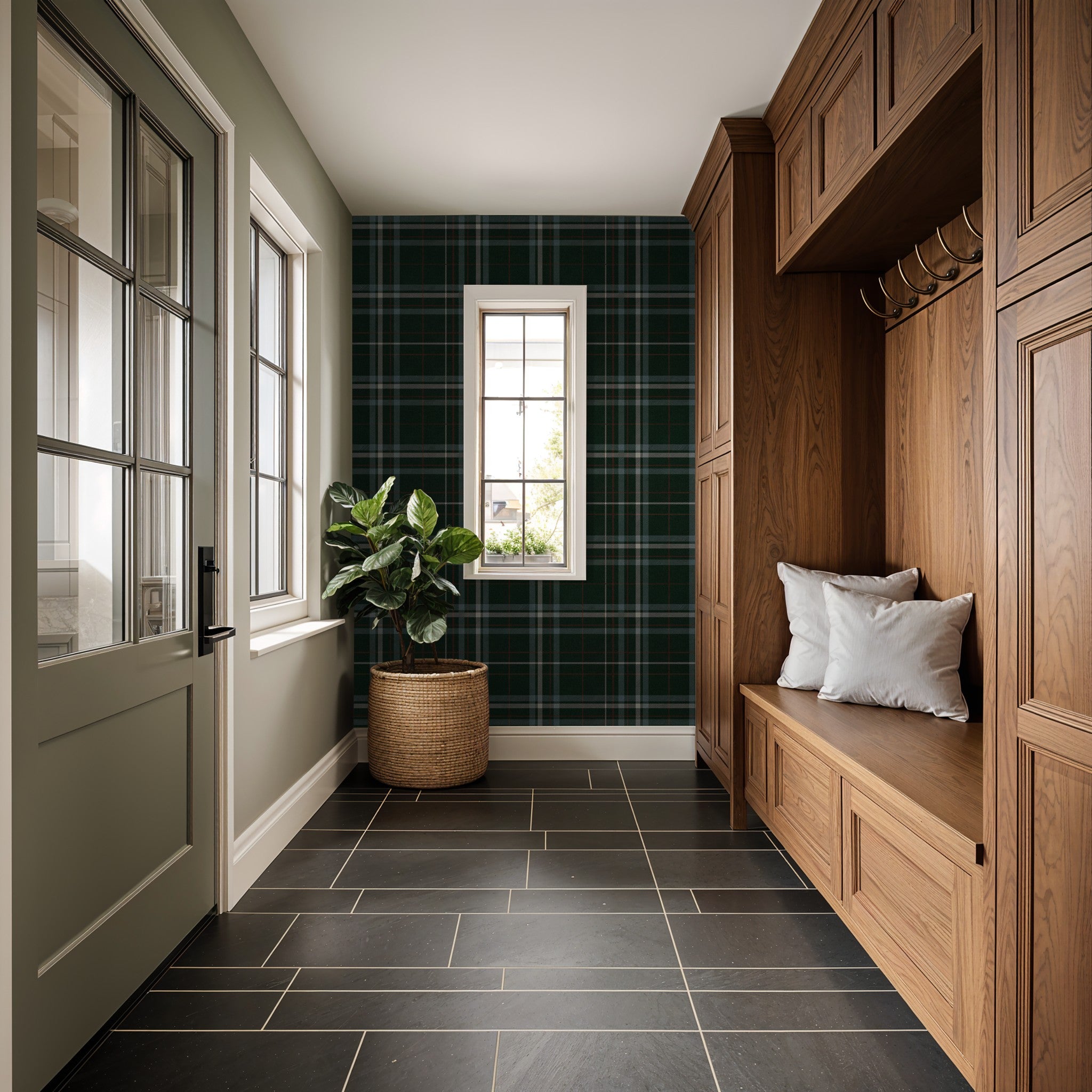 Emerald Plaid Wallpaper