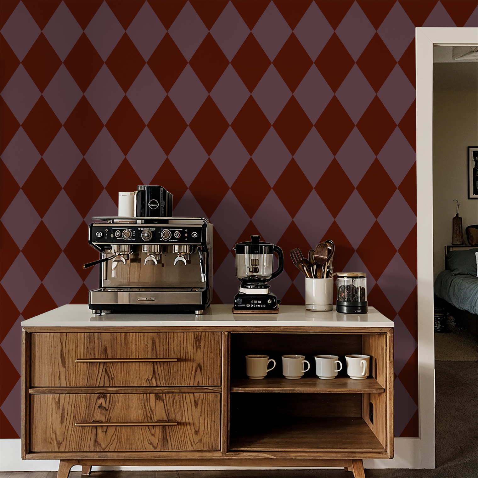 Harlequin (Burgundy) Wallpaper