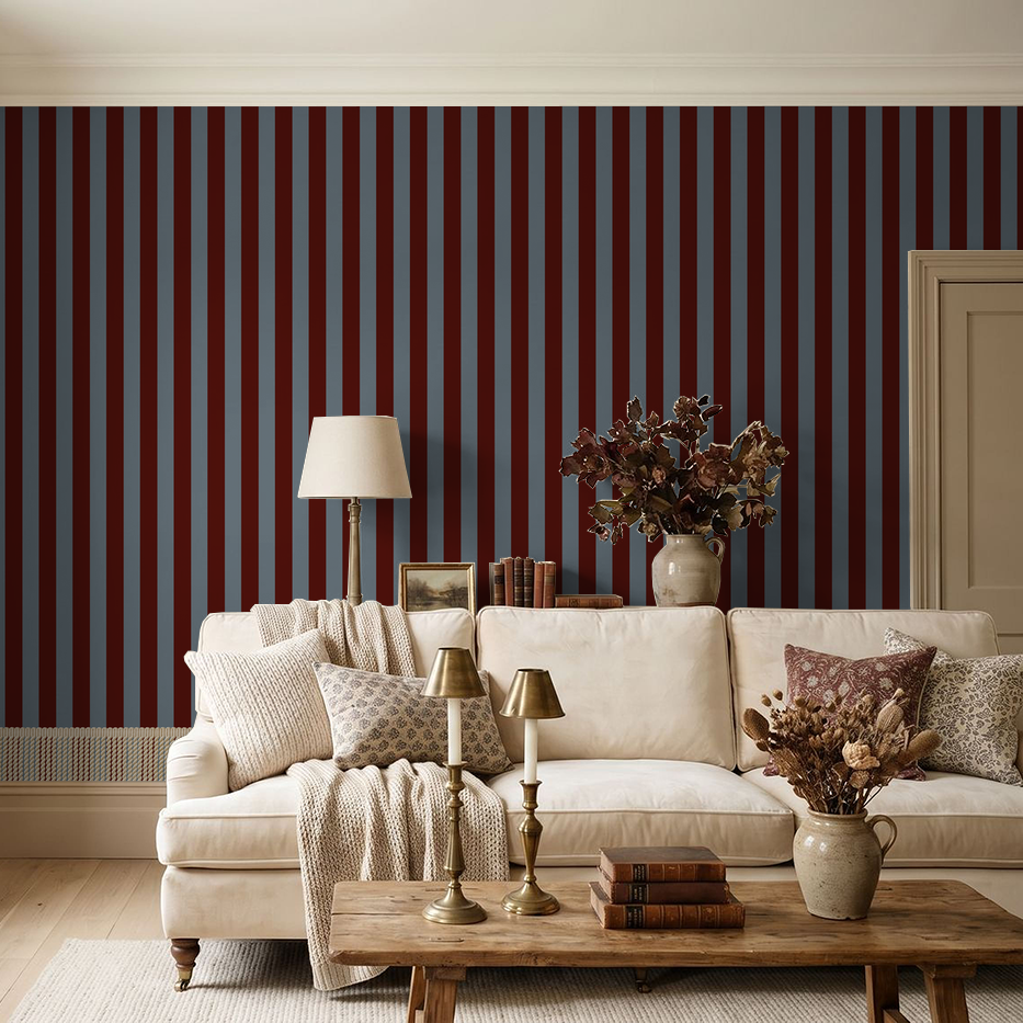 Bullion Stripe (Burgundy) Wallpaper