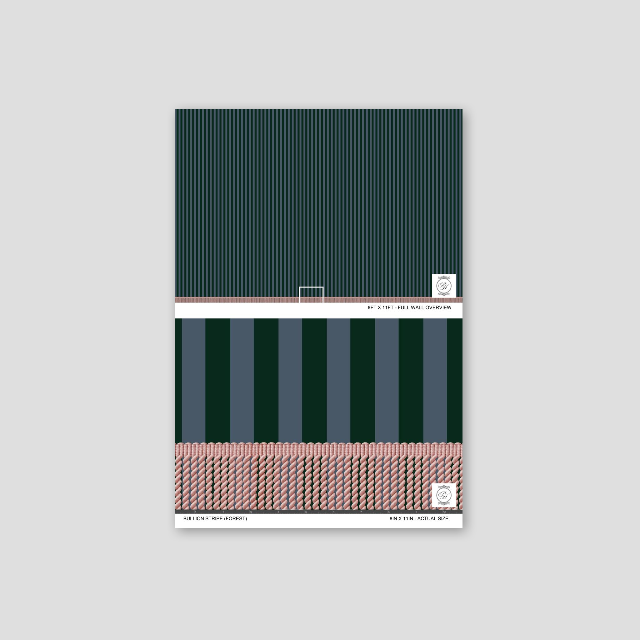 Bullion Stripe (Forest) Wallpaper