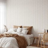 "Chevy Girl Wallpaper by Wall Blush in cozy bedroom setting, elegant geometric design focus."