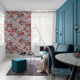 "El Palo Wallpaper by Wall Blush featured in modern living room with vibrant floral design focus."