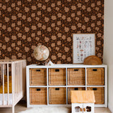 Brina Wallpaper by Wall Blush in stylish nursery, focusing on whimsical bear pattern design.