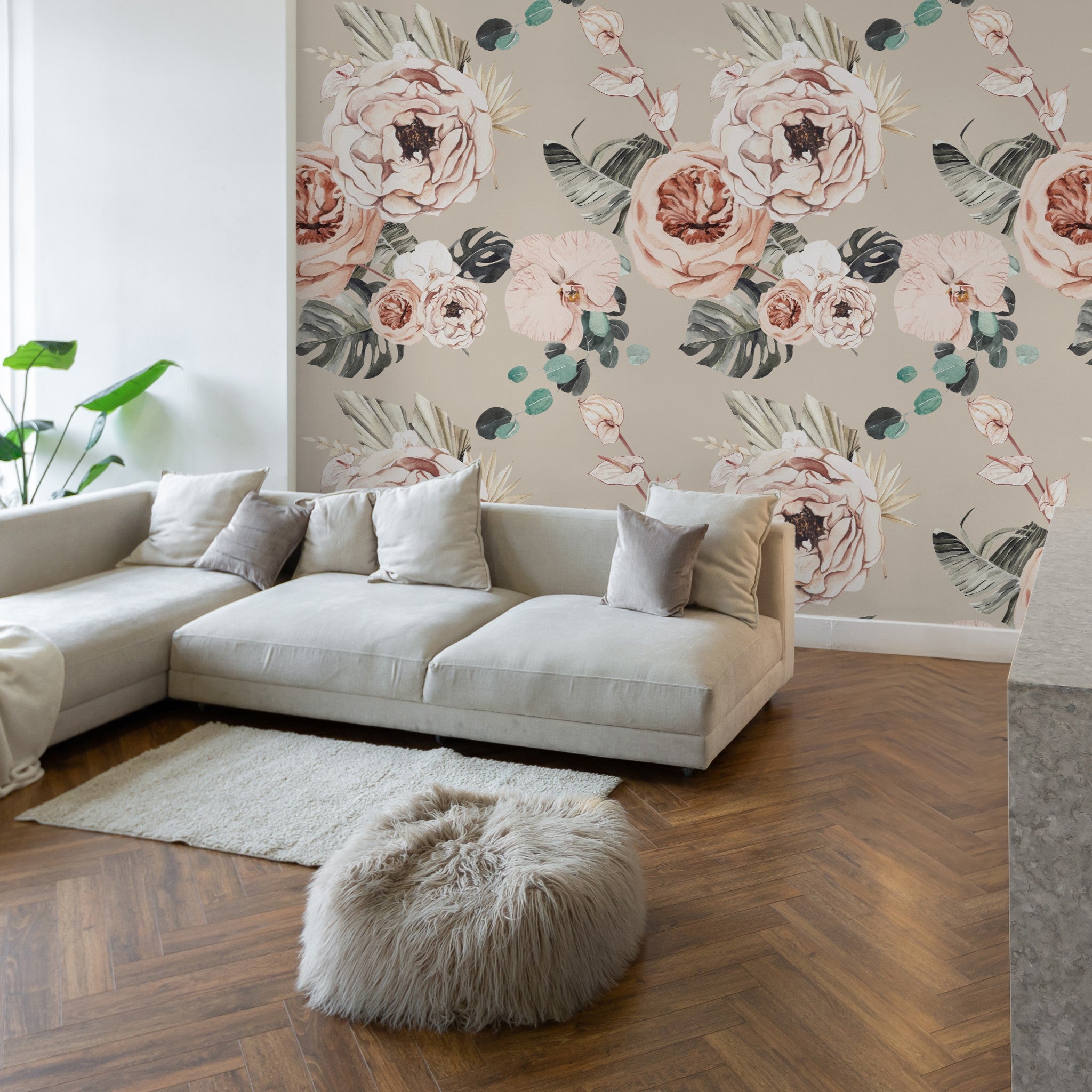 Living Room Flower Wallpaper