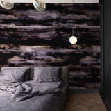 "Eclipse Wallpaper by Wall Blush in a modern bedroom showcasing the wallpaper's texture and depth."