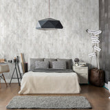 "Muse Wallpaper by Wall Blush in modern bedroom, with textured finish as the focal point."