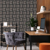 "Dewey (Dark) Wallpaper by Wall Blush featured in stylish modern office setting."