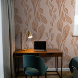 "Femme Wallpaper by Wall Blush in a modern home office with stylish decor focusing on the elegant wall design."