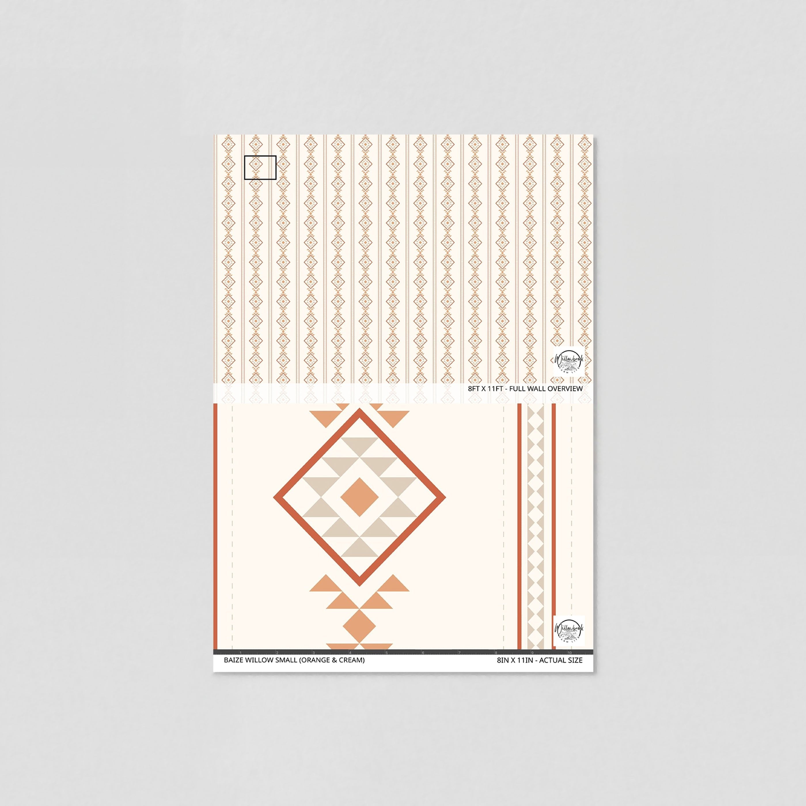 Baize Willow Small (Orange & Cream) Wallpaper