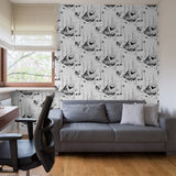 Cabin Cove Wallpaper by Wall Blush in modern living room, geometric design focus.
