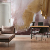"Wall Blush 'Coachella Wallpaper' in a modern home office, enhancing the wall with abstract design."