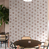 "Desert Cove Wallpaper by Wall Blush accentuating a modern dining room, with focus on its elegant pattern and texture."