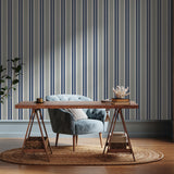 "Wall Blush's Crue Wallpaper featured in a stylish home office setting, emphasizing modern interior design."
