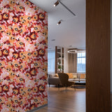 "Miraflores Wallpaper by Wall Blush enhancing a modern living room's aesthetic appeal"
