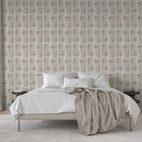 "Dewey Wallpaper by Wall Blush featured in a modern bedroom, with geometric patterns adding elegance to the space."