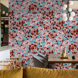 El Palo Wallpaper by Wall Blush featured in modern dining room, vibrant abstract design focus.