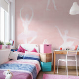 "Pirouette (Pattern Edition) Wallpaper by Wall Blush in a cozy, modern bedroom highlighting the wall's elegant design."