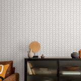 "Oliver Wallpaper by Wall Blush displayed in a modern living room, highlighting the stylish pattern and decor."