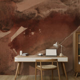 "Wall Blush's Bordeaux Wallpaper featured in a modern home office setup enhancing the room's aesthetic appeal."
