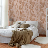 "Femme Wallpaper by Wall Blush in a stylish bedroom, with floral pattern as the primary focus."
