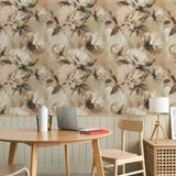 "Wall Blush's The Becky Wallpaper adorning a home office, with stylish floral design in focus."