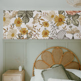"Mia (White) Wallpaper by Wall Blush, elegant floral design in cozy bedroom setting, highlighting stylish home décor."