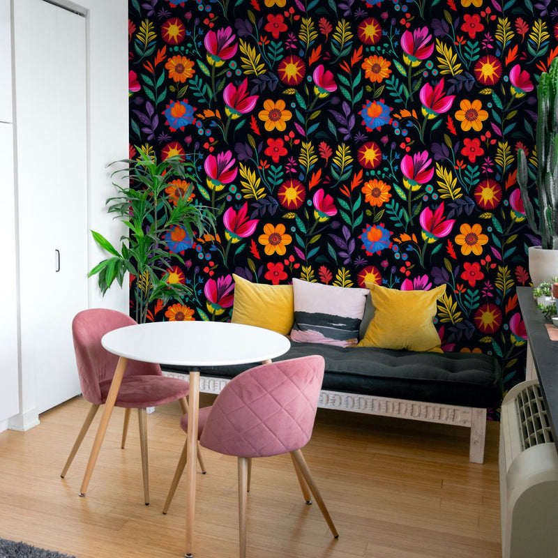 Imelda - Spanish Inspired Colorful Floral Wallpaper