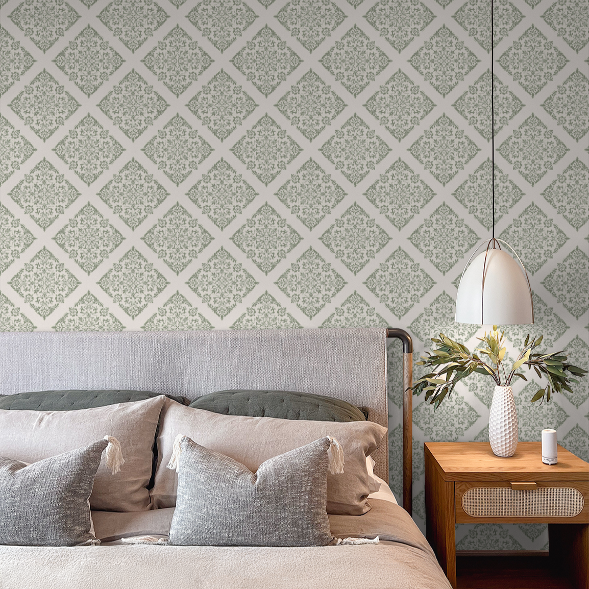 Thrifted Meadow (Sage) Wallpaper