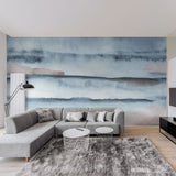 "Modern living room featuring Wall Blush's Monterey Wallpaper, accentuating elegant interior design."