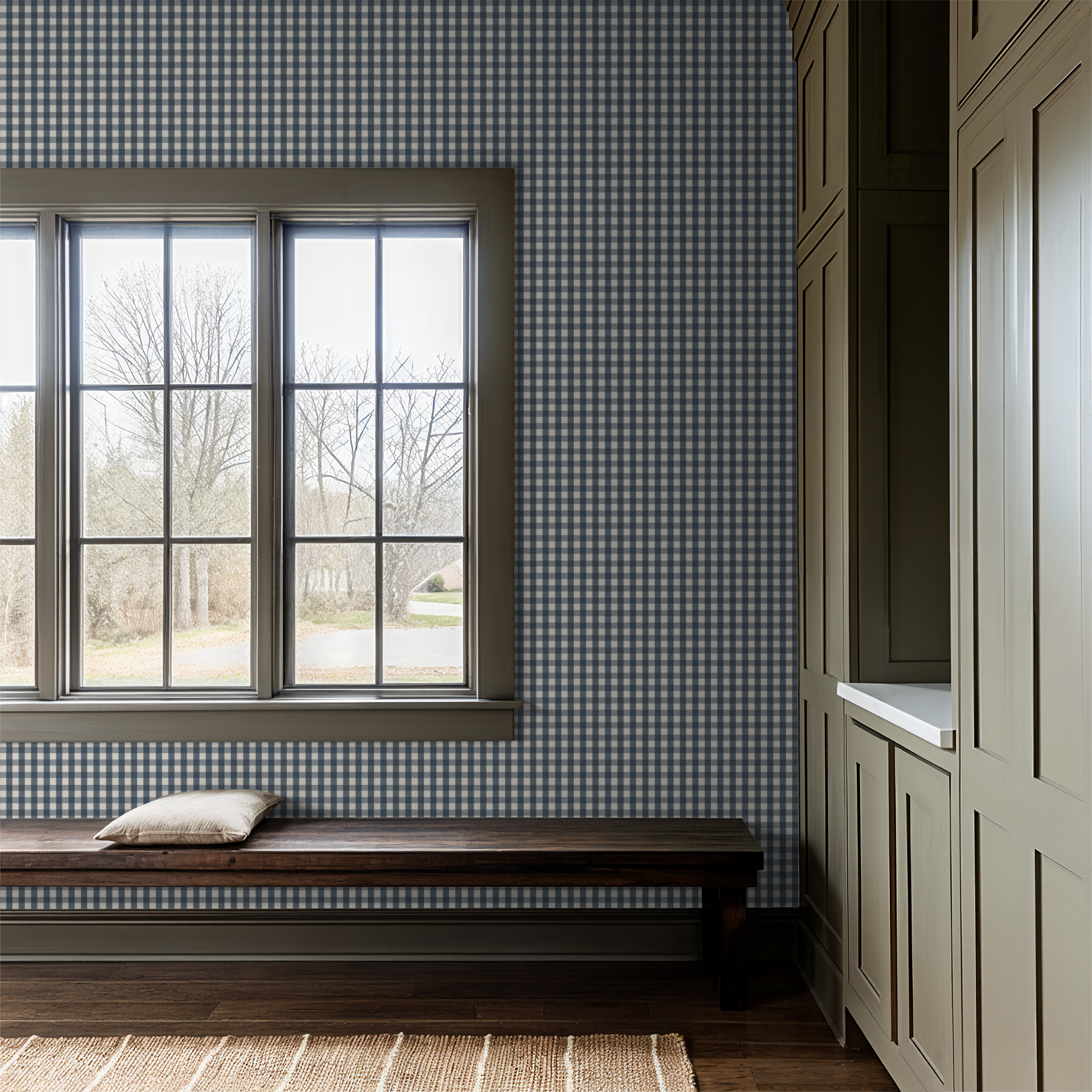 Willowside Gingham (Blue) Wallpaper