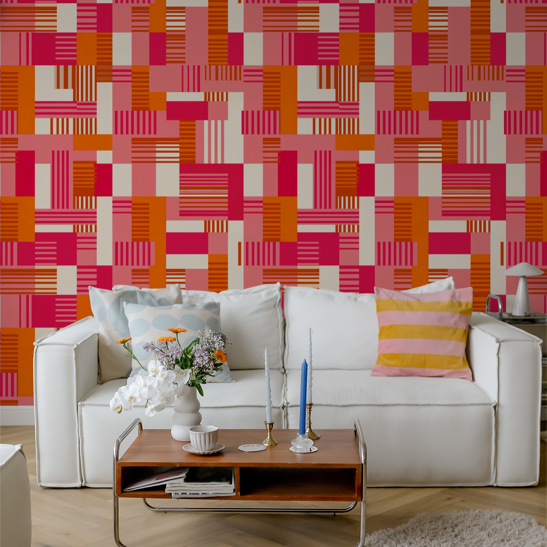 Block Party Wallpaper - 8 FT H X 25 FT W Traditional