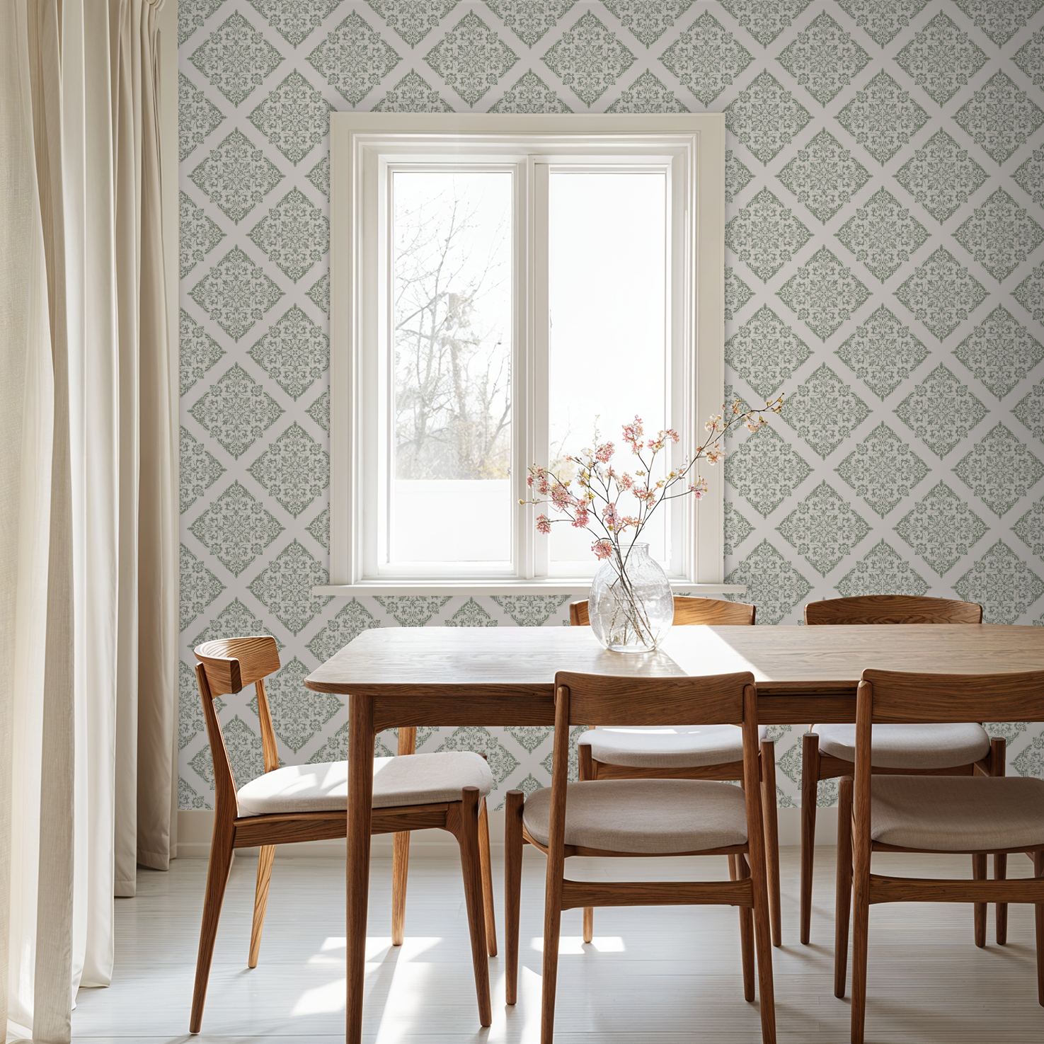 Thrifted Meadow (Sage) Wallpaper