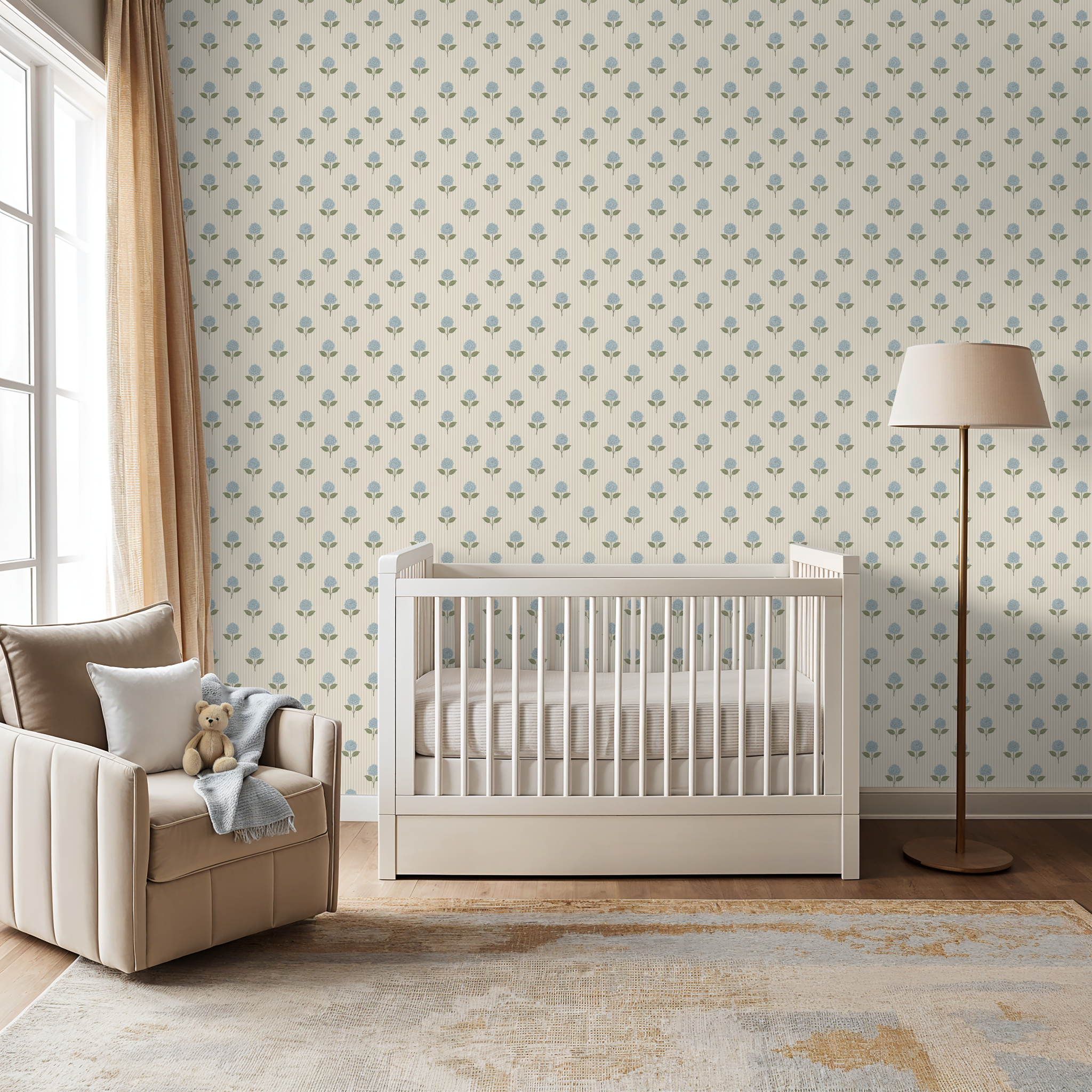 The Sylvie (Blue) Wallpaper - 4 FT H X 17 FT W Traditional