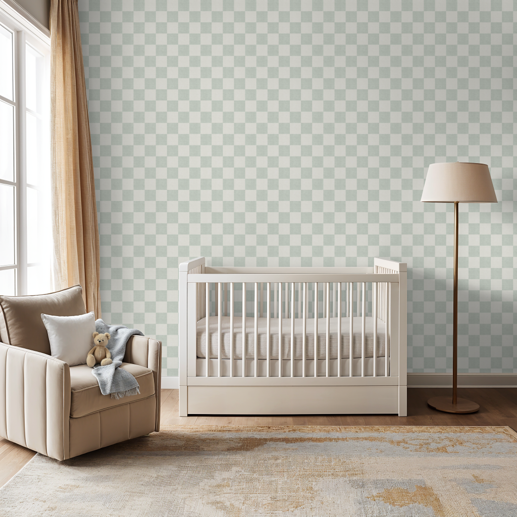 Woven Check (Light Green) Wallpaper