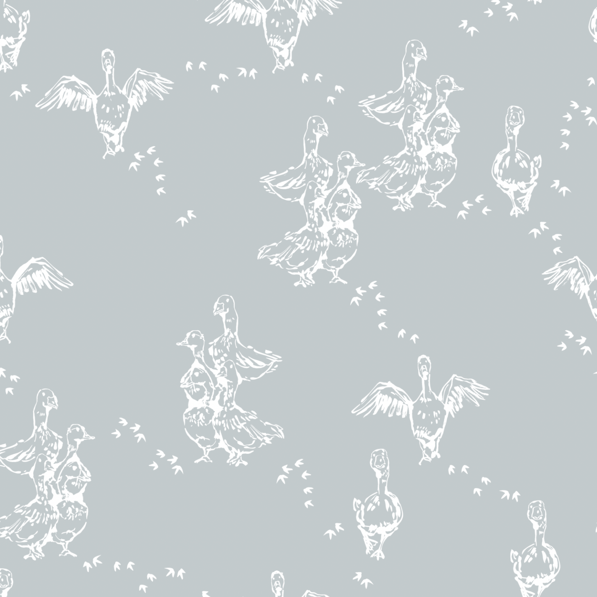 "Wall Blush's Abigail (Blue) Wallpaper showcasing a bird pattern in a modern styled room, emphasizing a serene ambiance."